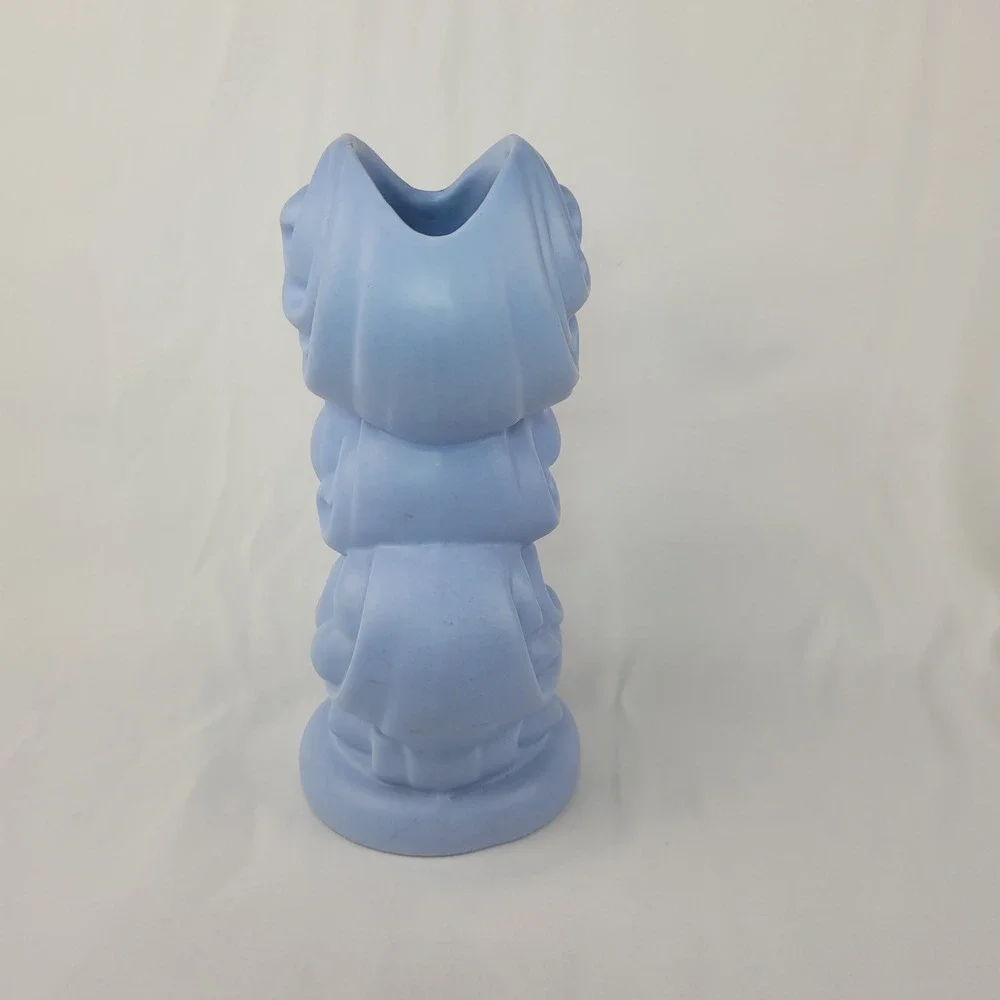Vintage Haeger USA Pottery Blue Art Deco Wave Scroll Vase Mid Century Modern